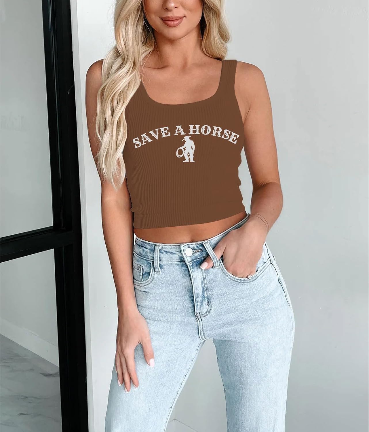 Country Concert Crop Tank Tops for Women Western Cowgirl Outfits Cami Cowboy Graphic Crop Top - Image 3