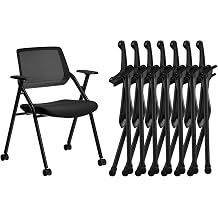 Okeysen 8 Pack Stackable & Foldable Conference Room Chairs, Mesh Guest Reception Chair with Arms, Office Chair with Ergonomic Bouncing Back for Meeting, Guest & Reception, Training & Waiting Room