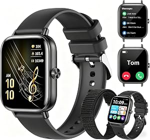 Smart Watch for Men Women, 1.83" HD Touch Screen Fitness Tracker with Bluetooth Calling/150+ Sports Modes/Pedometer/Heart Rate/SpO2/Sleep Monitor, IP68 Sports Smartwatch for Android & iOS (Black)