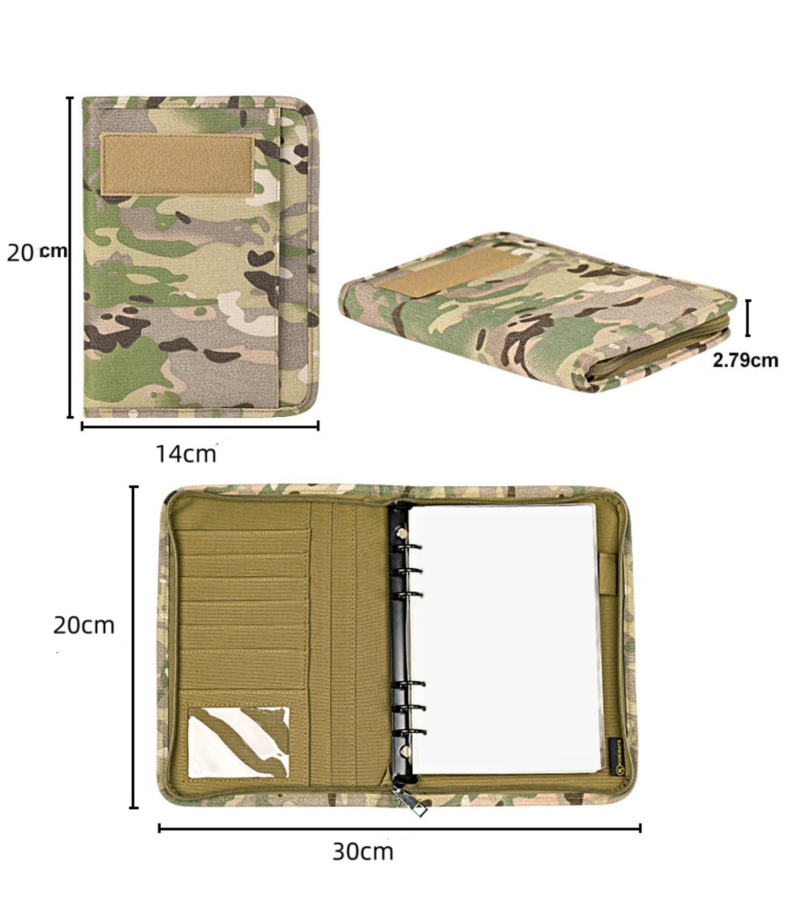 Militärischer Notizbuchordner, A5/A6-Ringordner, Notizbuchordner, Projektschreibblock, wetterbeständiges taktisches Notizbuch mit 80 Blatt losem Blattpapier