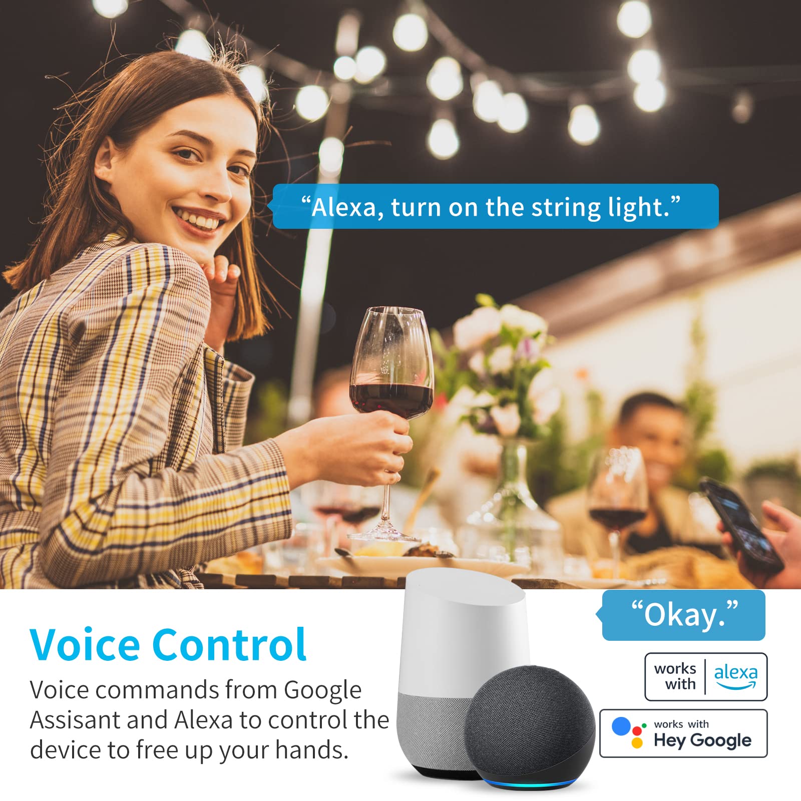 15A Outdoor Smart Plug Heavy Duty Smart Home Wi-Fi Outlet Timer Outlet with 2 Sockets Wireless Remote Control — view 2