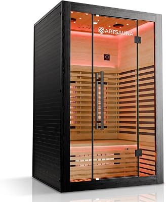 ARTSAUNA® Infrarotkabine Trondheim120 Natur - Vollspektrum 2200 W | Saunakabine mit Vollspektrumstrahler & LED-Beleuchtung, Bluetooth-Audio & App-Steuerung