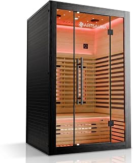 ARTSAUNA® Infrarotkabine Trondheim120 Natur - Vollspektrum 2200 W | Saunakabine mit Vollspektrumstrahler & LED-Beleuchtung, Bluetooth-Audio & App-Steuerung