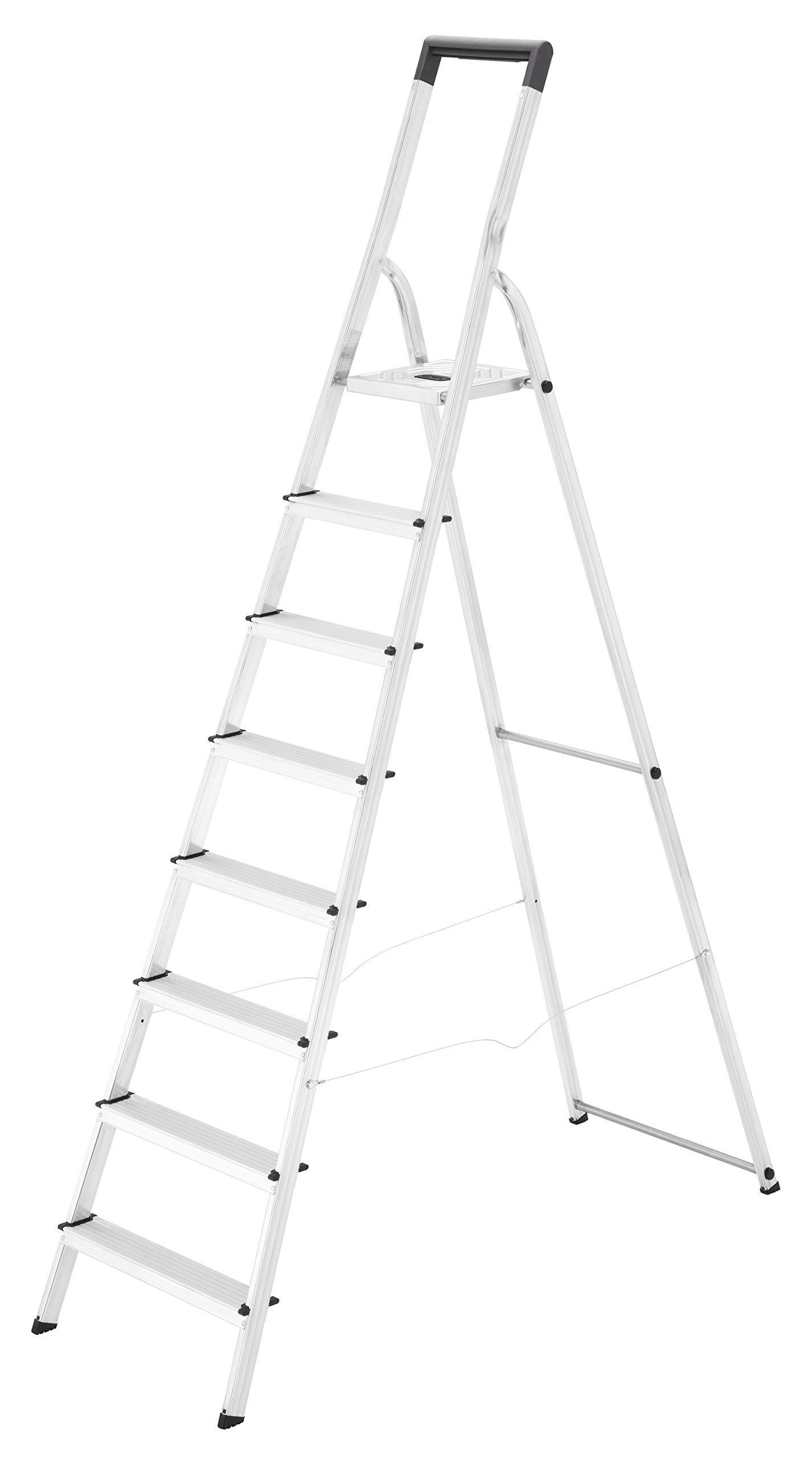 Hailo 8140-807 L40 Safety Ladder, 8 Steps, with Bucket Hook for Enhanced Safety, Made in Germany