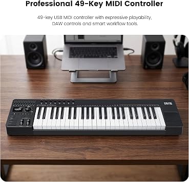 NUX NTK-49 MIDI Keyboard Controller, 9 Faders,8 Control Knobs, Built-In Mouse Control Pad, Multiple Creative Performance Tools,Seamless Integration