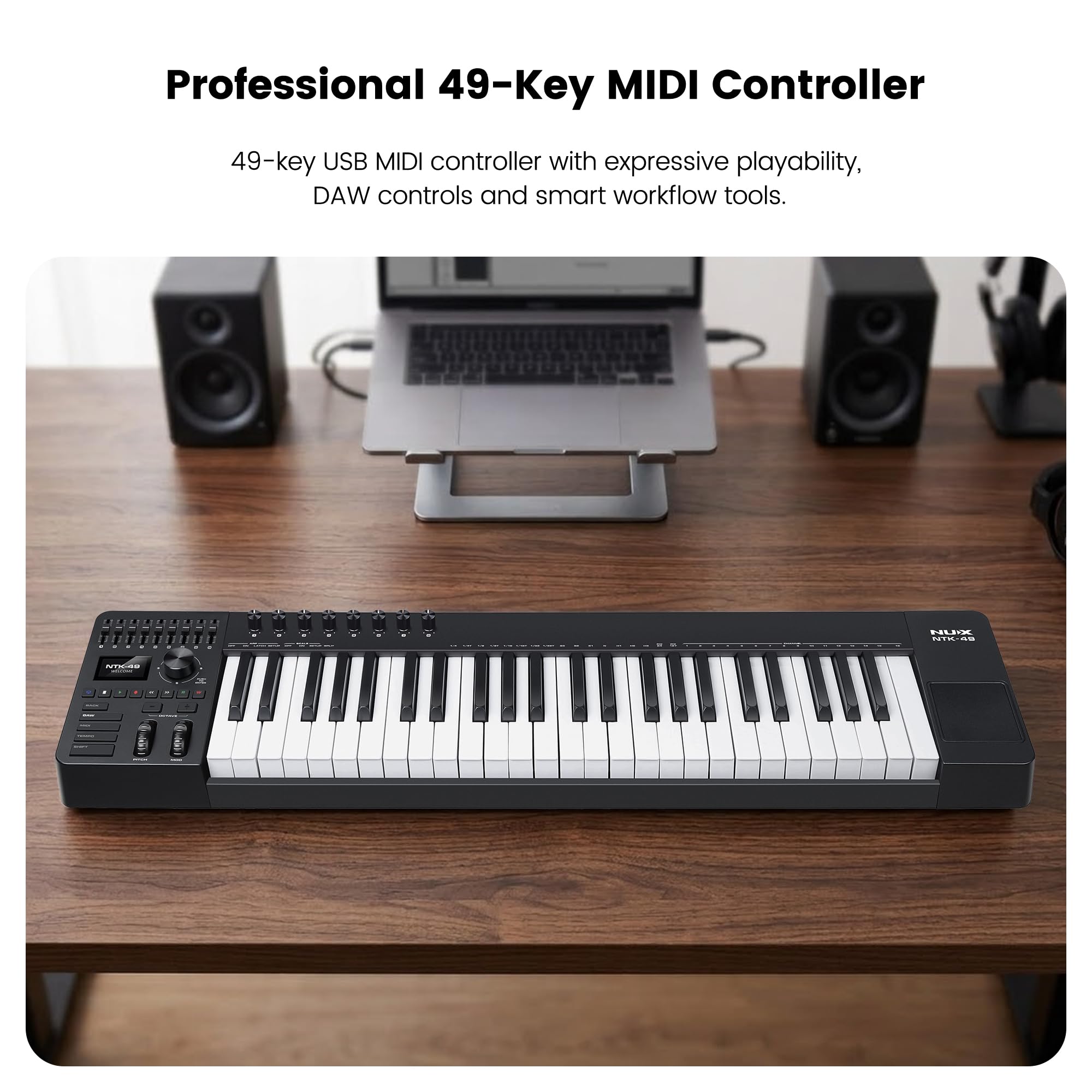 Amazon.com: NUX NTK-49 MIDI Keyboard Controller, 9 Faders，8