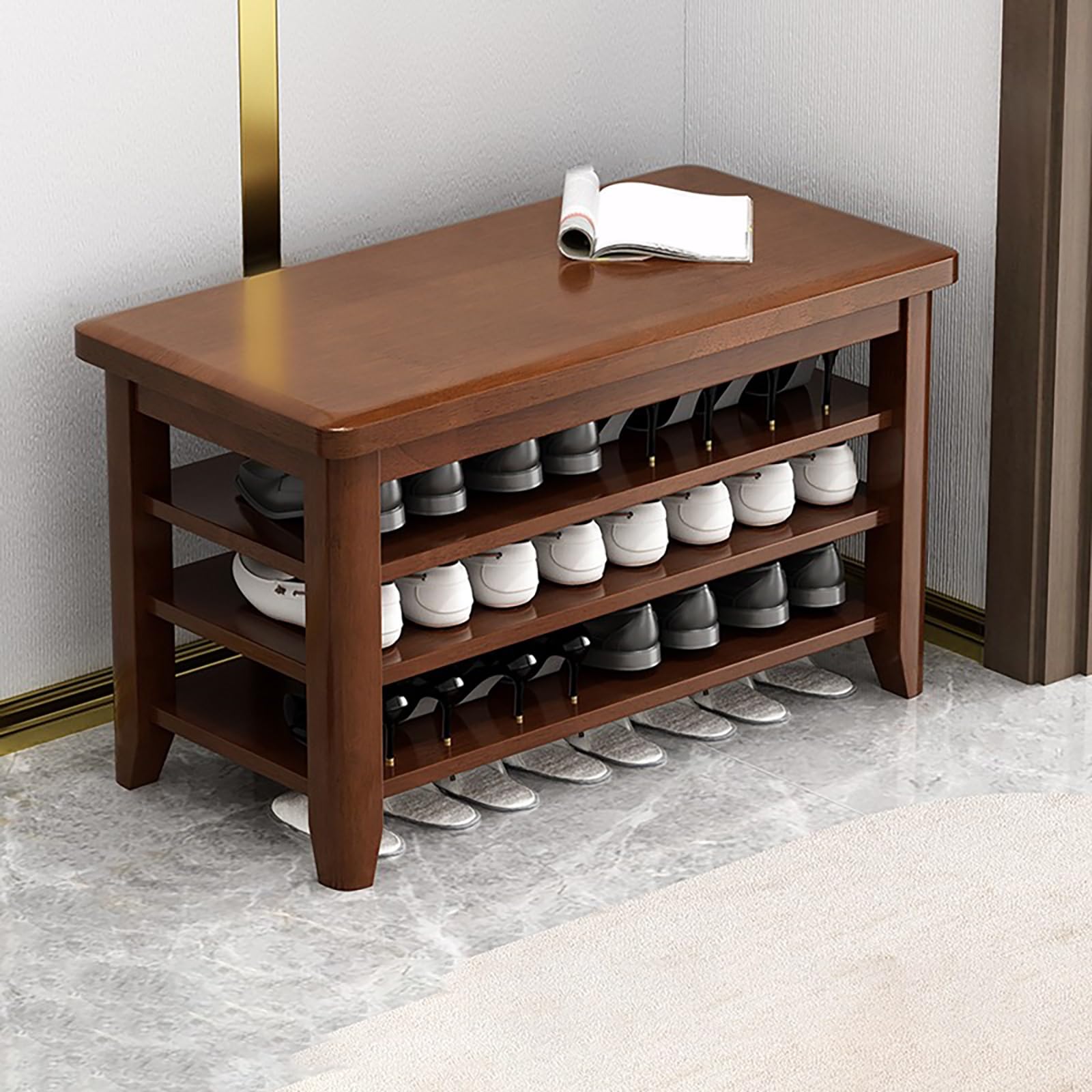 Meuble à chaussures gain de place et banc d'entrée élégant pour salon moderne