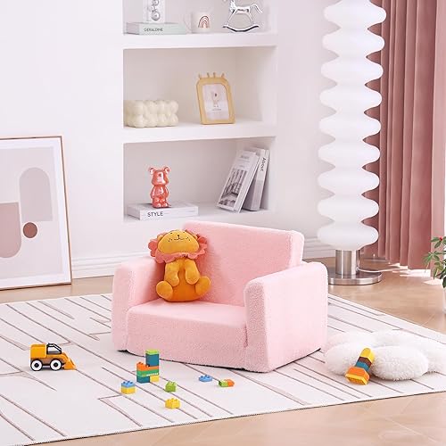 Miniatura 8 de Welnow Sofá 2 en 1 para niños, silla convertible para niños pequeños, sofá plegable Chirldren sofá plegable para niños con bolsillos laterales y