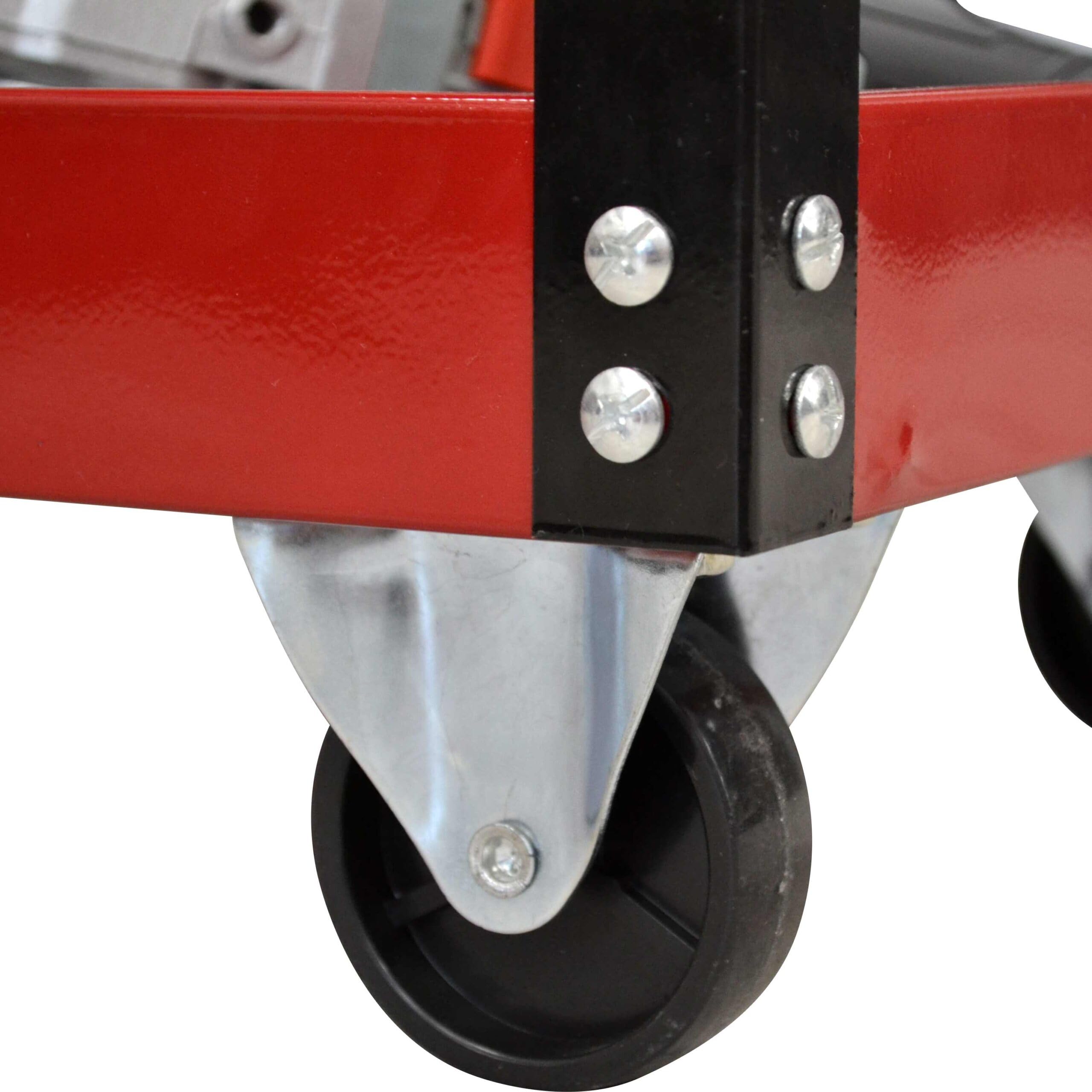 KOMBO - Carro portaherramientas con 3 estantes, panel perforado con 5 ganchos, ruedas giratorias y asa – 81 x 35 x 110 cm – Capacidad de carga: 150 kg, estructura de acero pintado bicolor