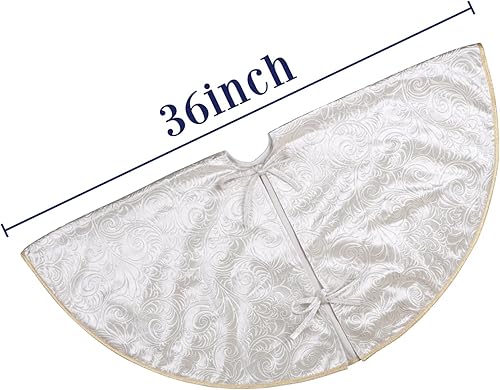 Miniatura 4 de Falda de árbol de Navidad 36 pulgadas de terciopelo de lujo de terciopelo de lujo con patrón floral en relieve, decoraciones navideñas de árbol de