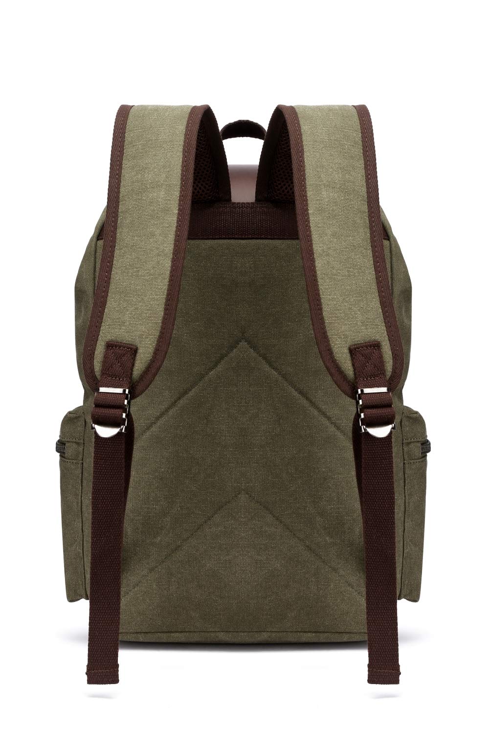 Zaino Vintage in Tela e Pelle, Grande Capacità Multi-Tasca per Università, Viaggi & Lavoro, Zaino Impermeabile per Scuola (Verde Oliva)