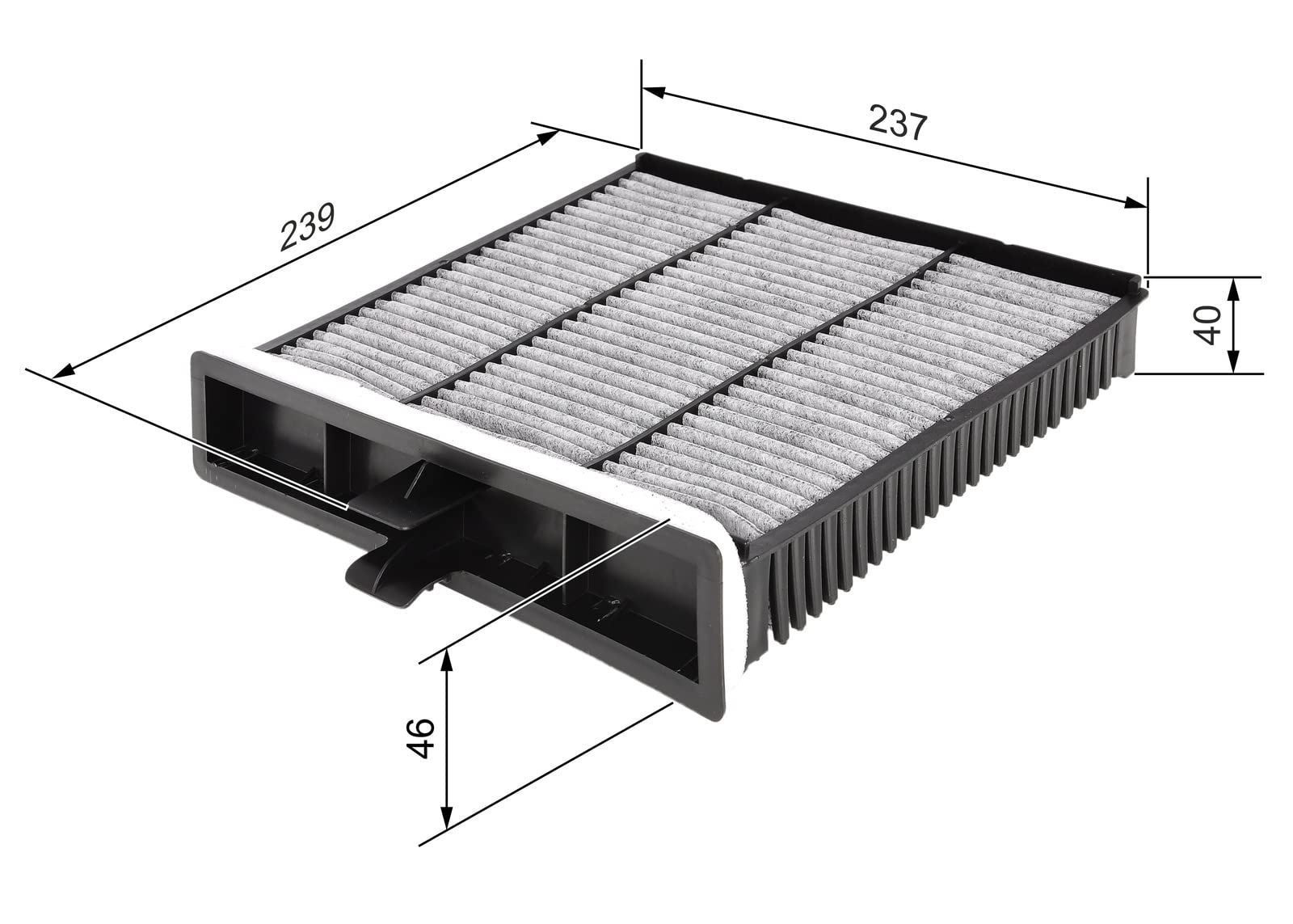 Bosch R2394 Filtro de Habitáculo de Carbón Activo - Filtro de Repuesto Contra Olores Desagradables, Polen y Polvo, Para un Aire más Limpio en el Vehículo