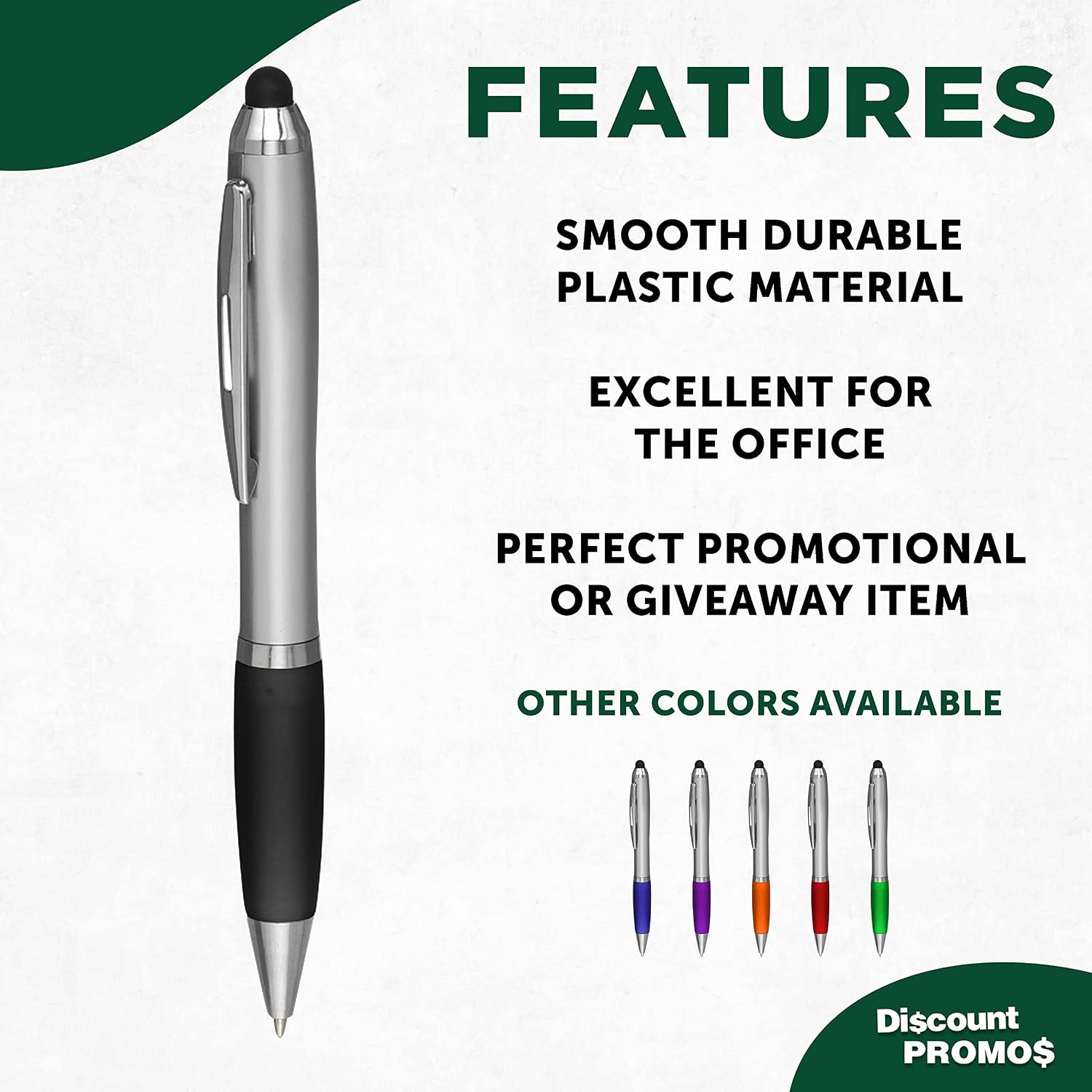 DISCOUNT PROMOS Stylus Ballpoint Pens Set of 10, Bulk Pack - Black Ink, Great for Office, School, Business, Tradeshows, Events - Black