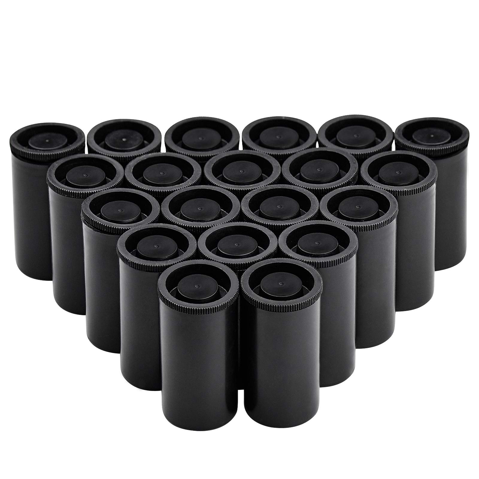 KUPINK 20pcs 35mm Caliber Black Plastic Film Canisters Camera Film Canisters with Caps