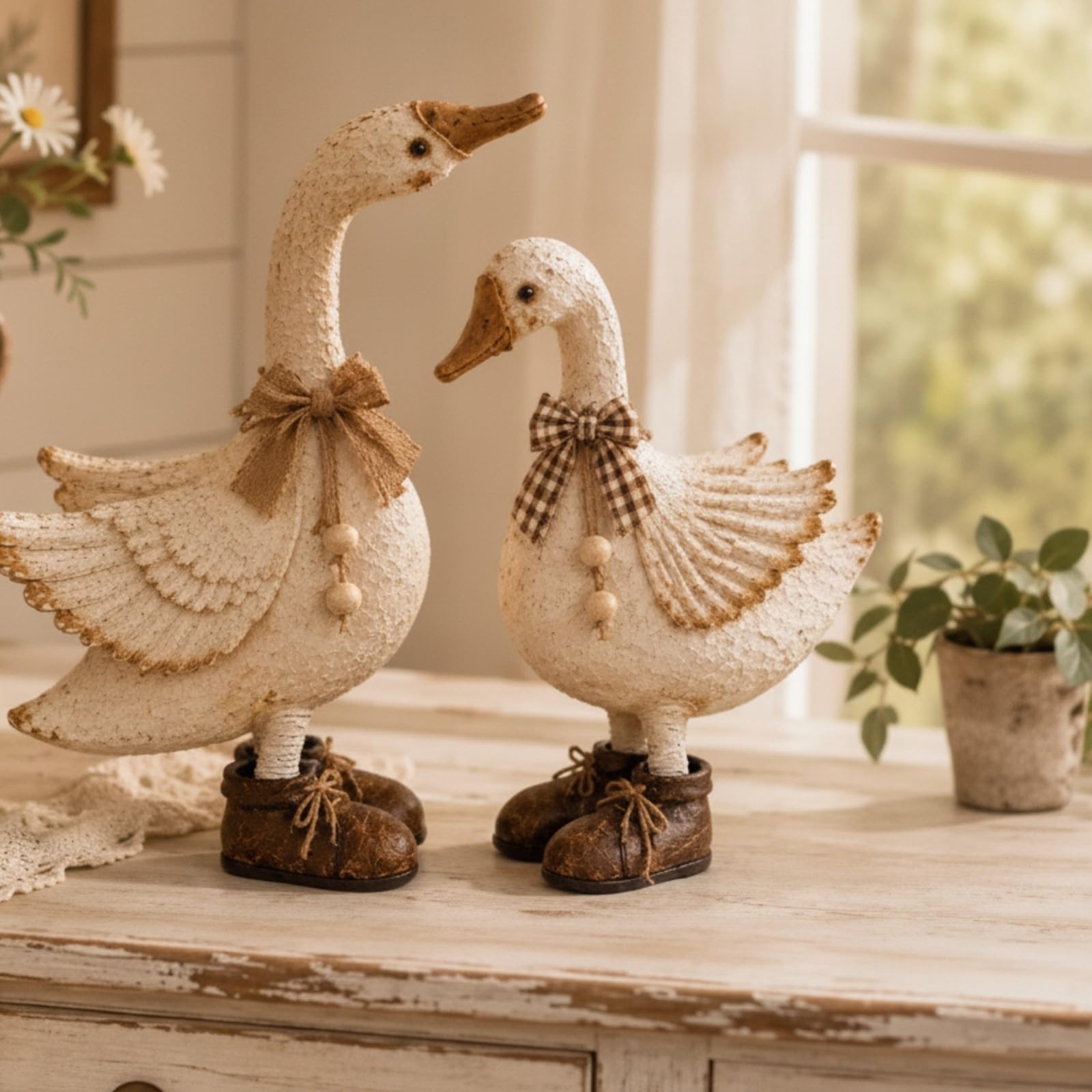 predolo 2 Piezas Figura Animal Granja con Relieve Adorno Rústico Animal Estético Figura Resina con Textura para Entrada,