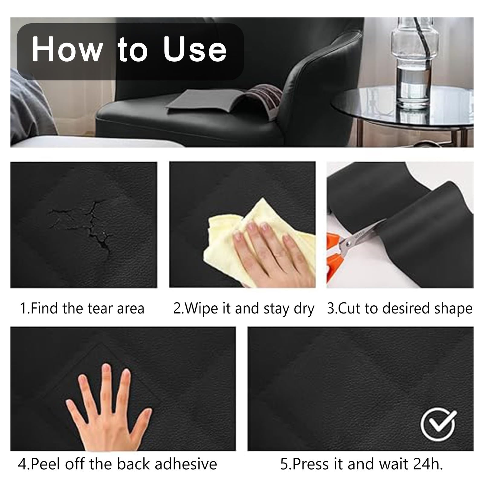 Simili Cuir Autocollant Kit De Réparation Multi-usages pour Cuir: Patchs Synthétiques Découpables pour Canapés, Sièges Auto, Sacs Et Vestes(19x78in)