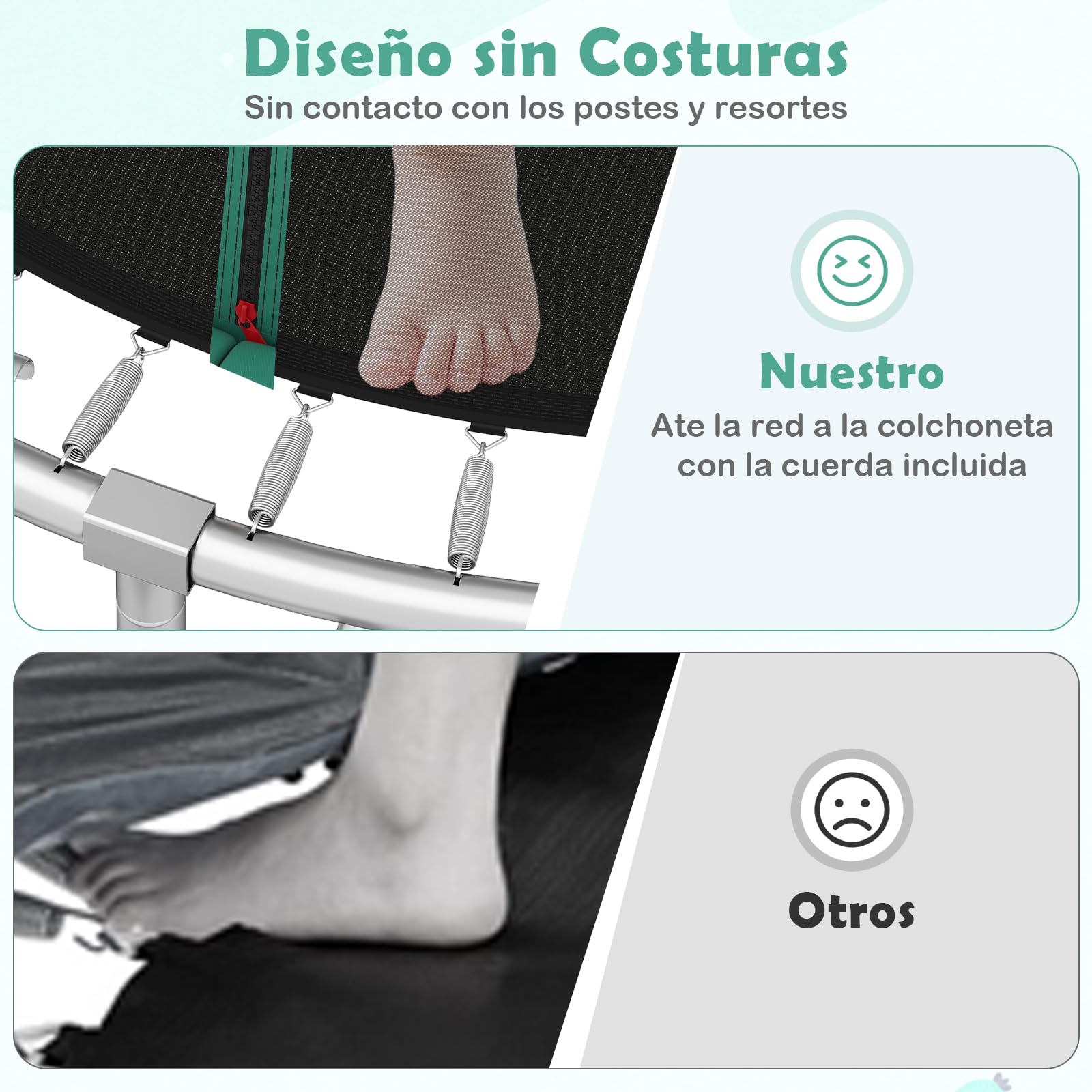 COSTWAY Cama Elastica Infantil Ø 244 cm/305 cm/366 cm, Trampolín para Exteriores de Jardín con Red de Seguridad para Niños 3+ años y Adultos, Trampolín de Interior