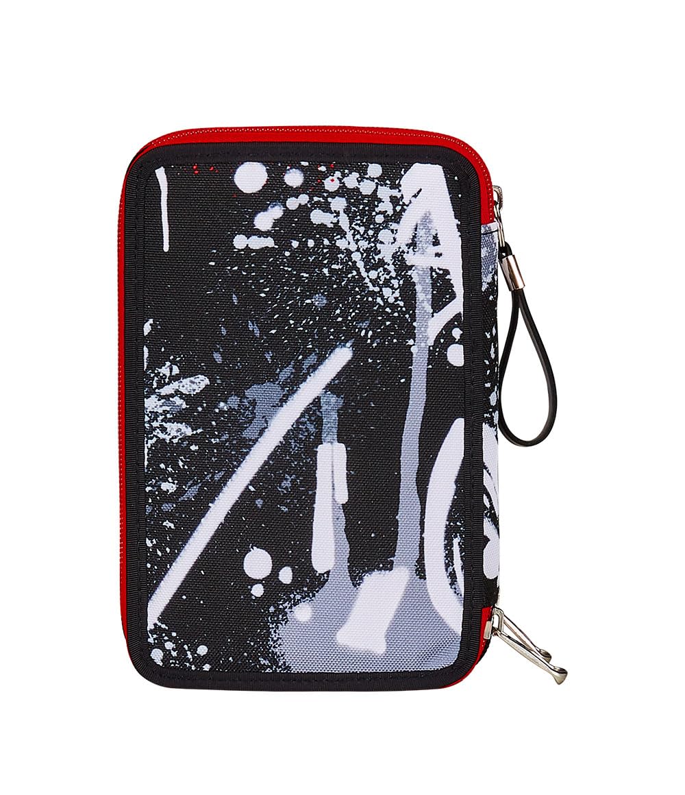Seven Astuccio 3 Scomparti, Nero, Triplo Scomparto, Completo di Matite, Pennarelli, Colori, Accessori Zaino + 18 Pastelli a Colori