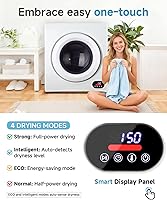 Vista 3 de Secadora de ropa portátil de 2.65 pies cúbicos - Secadora de ropa de 1400W con tambor de acero inoxidable, carga frontal por volteo, panel táctil