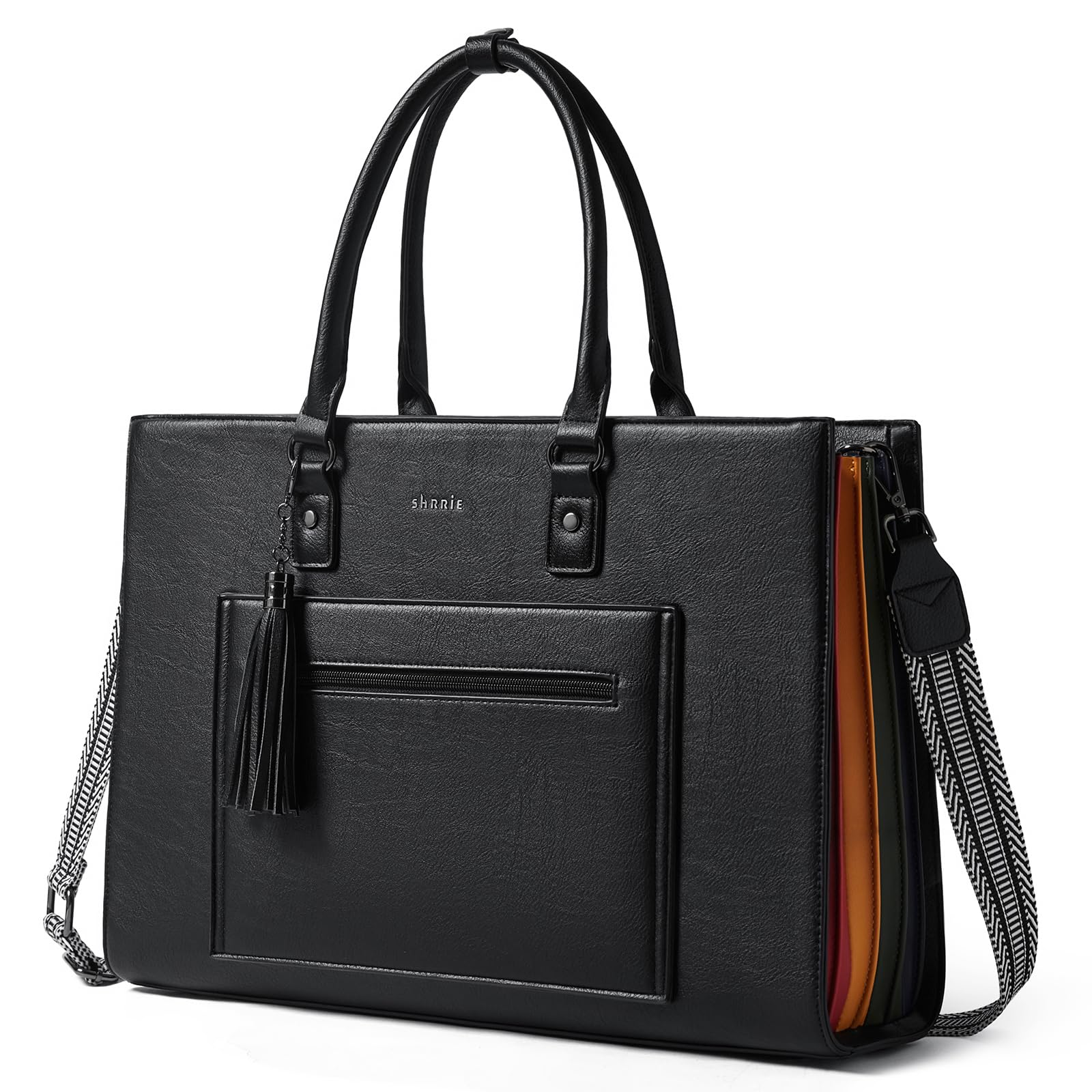 Shrrie 16inch Laptop Bag for Women-Fashion Rainbow Side,Waterproof Leather Tote Bag,Vintage Laptop Tote Purse