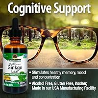 Vista 5 de Nature's Answer Extracto de hoja de ginkgo sin alcohol, 2000 mg de 2 onzas, estimula la memoria, el estado de ánimo y la concentración, sin gluten