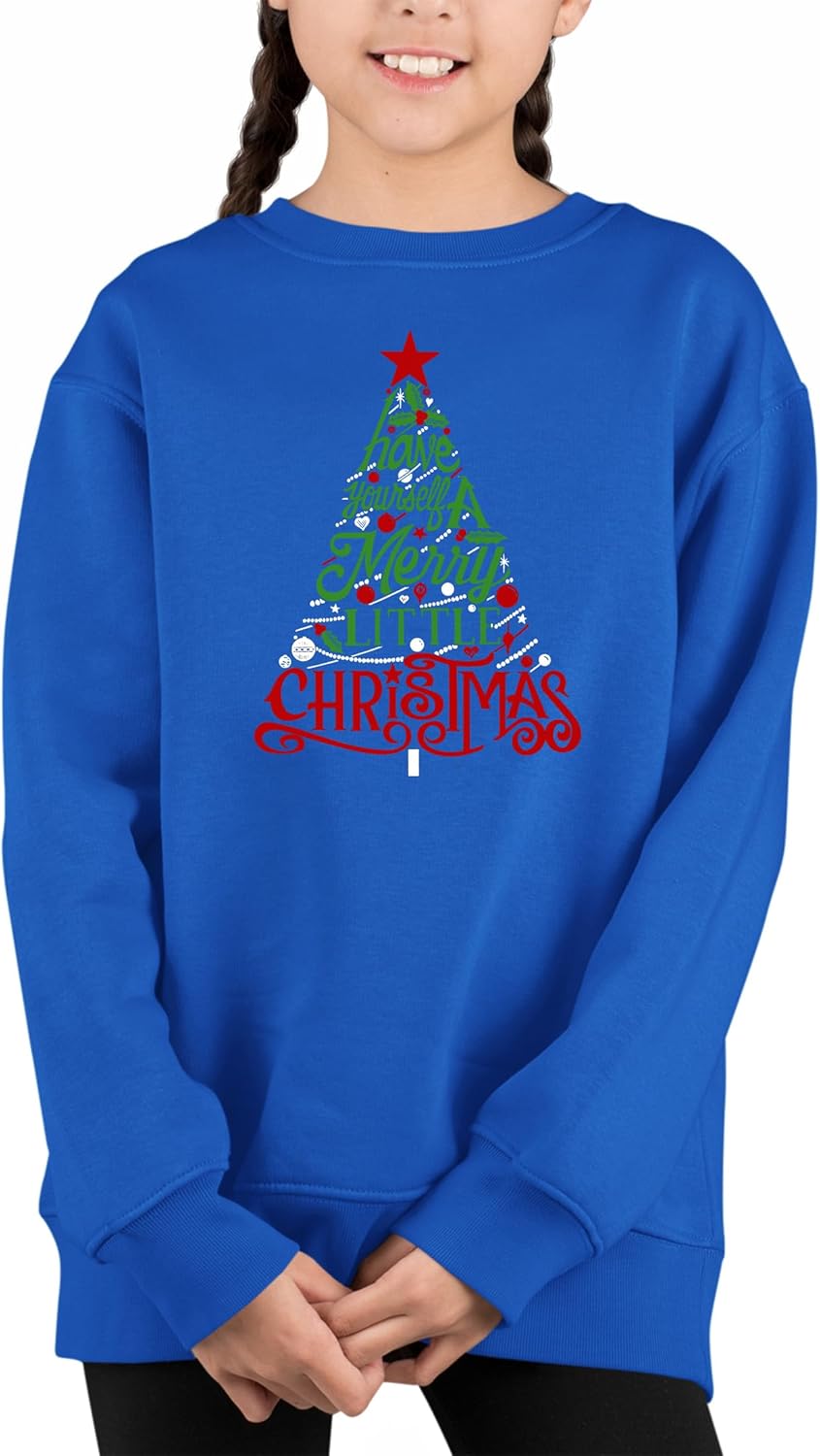Have Yourself a Merry Little Christmas - Girl's Word Art Crewneck Sweatshirt