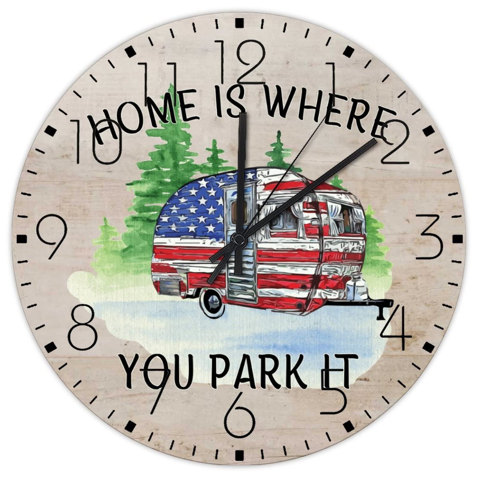 Horloge murale en bois véritable de 38 cm pour décoration de restaurant