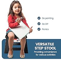 Vista 7 de ACSTEP Taburete plegable de 9 pulgadas, capacidad de 300 libras, taburete antideslizante con asa, taburetes plegables de plástico para niños, Negro