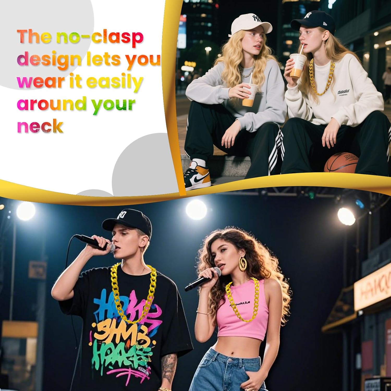 26 Pcs Big Chain Bulk 32 Inches Faux Chunky Chain for Punk Rapper 80s 90s Punk Style Halloween Costume - Image 7