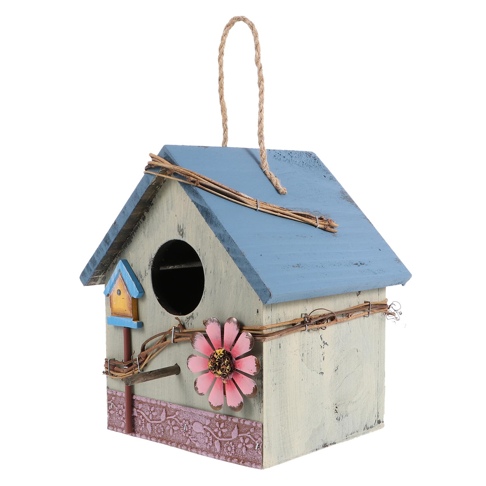 Hängendes Gartenvogelhaus aus Verbundmaterial mit Einzigartigem Design und Grünem Farbakzent für Wildvögel und Papageien im Garten der Terrasse