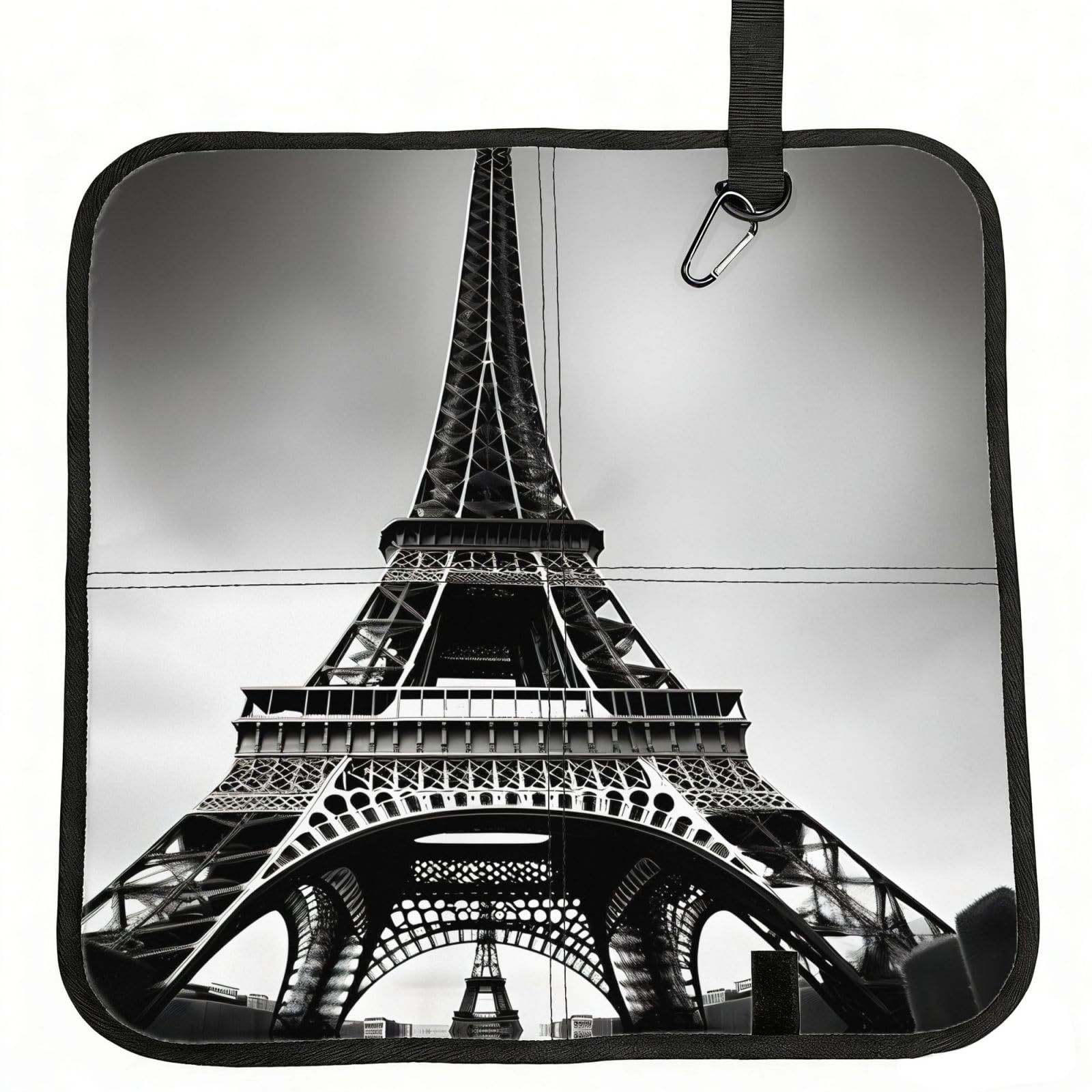 Yglhbdpbf Black Paris Eiffel Tower Print Camping Seat Cushion,Foldable Sitting Pads,Save Backpack Space For Hiking