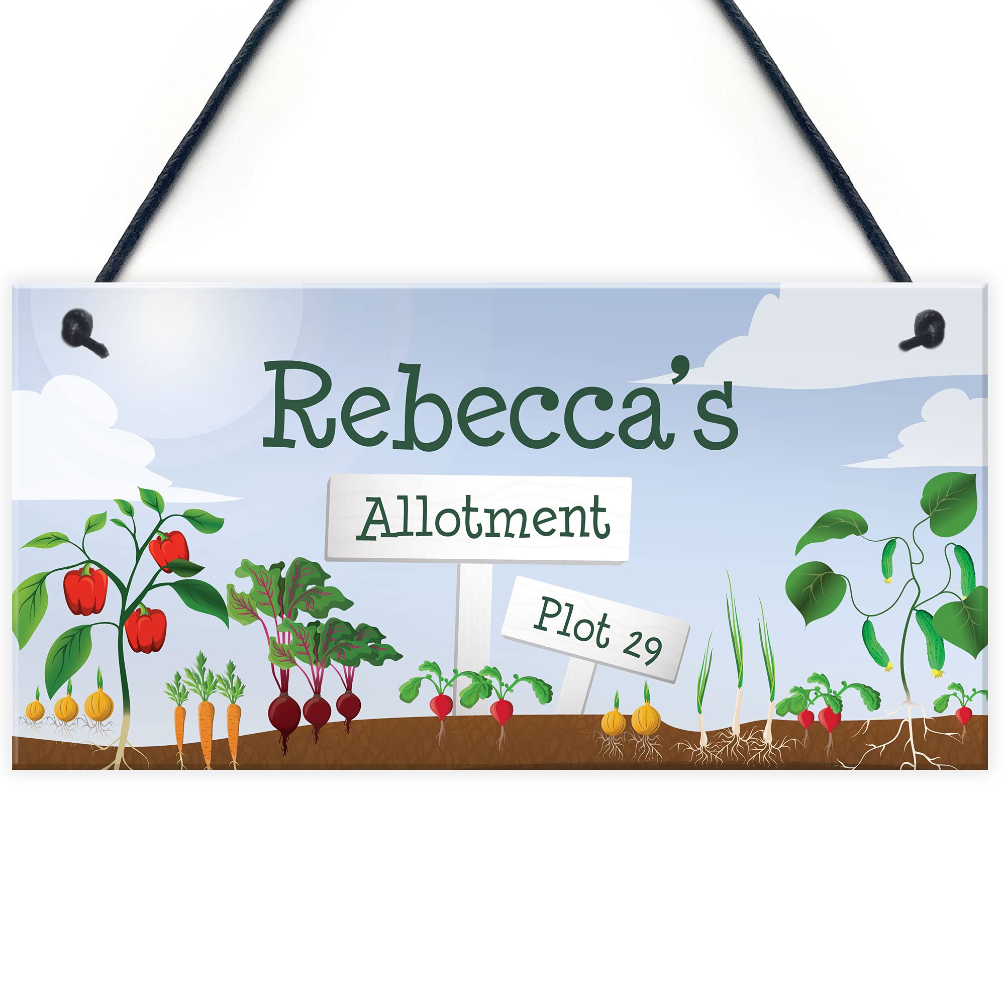 Personalised Hanging Garden Plaque Allotment Plot Shed Sign Mum Dad Nan Grandad Gift