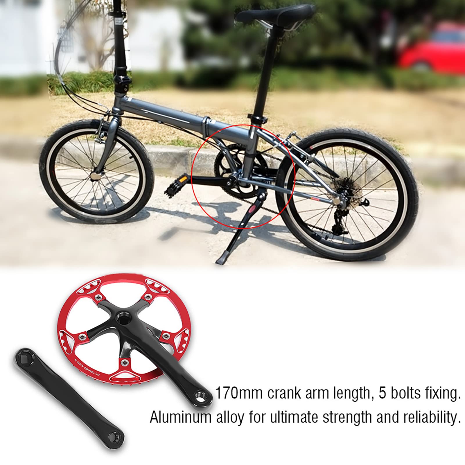 Generic Mechanizm Korbowy Rowerowy Meijun 170mm Lekki Zestaw kół łańcuchowych ze Stopu Aluminium 45T 47T do Rowerów Szosowych i Rowerów Składanych