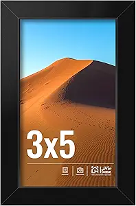 LaVie Home 3x5 Picture Frame for Wall Display, 3x5 Black Picture Frame with HD Plexiglas, 3 x 5 Frame 1 Pack, Display Frame for Vertical or Horizontal, Classic Collection