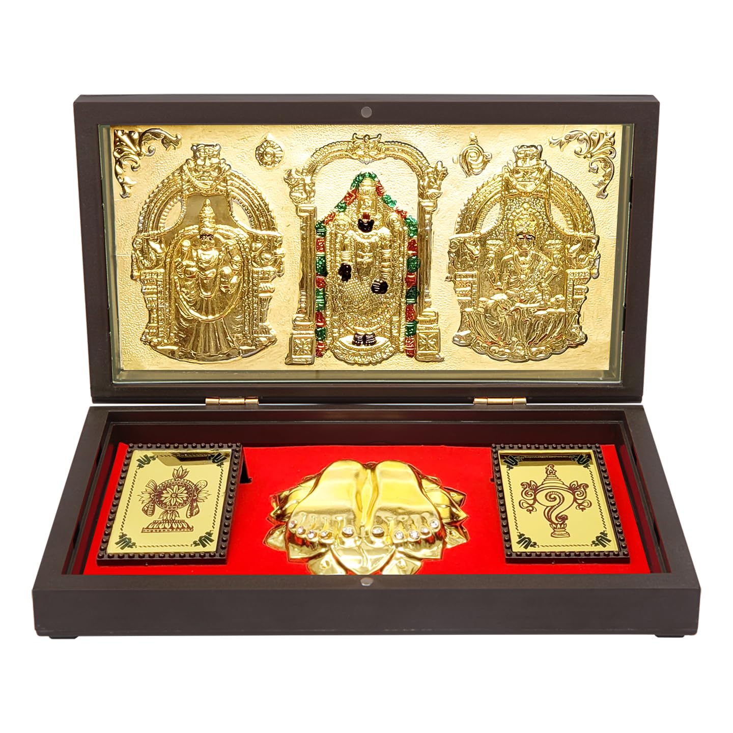 ARNAVIRA Gold Plated Tirupati Balaji Padmavati Photo Frame with Charan Paduka Pocket Temple for Diwali Gift, House Warming Gifts Return Gift Puja Box (Balaji Gold) (B0CLH79T4B) Amazon Price History, Amazon Price Tracker