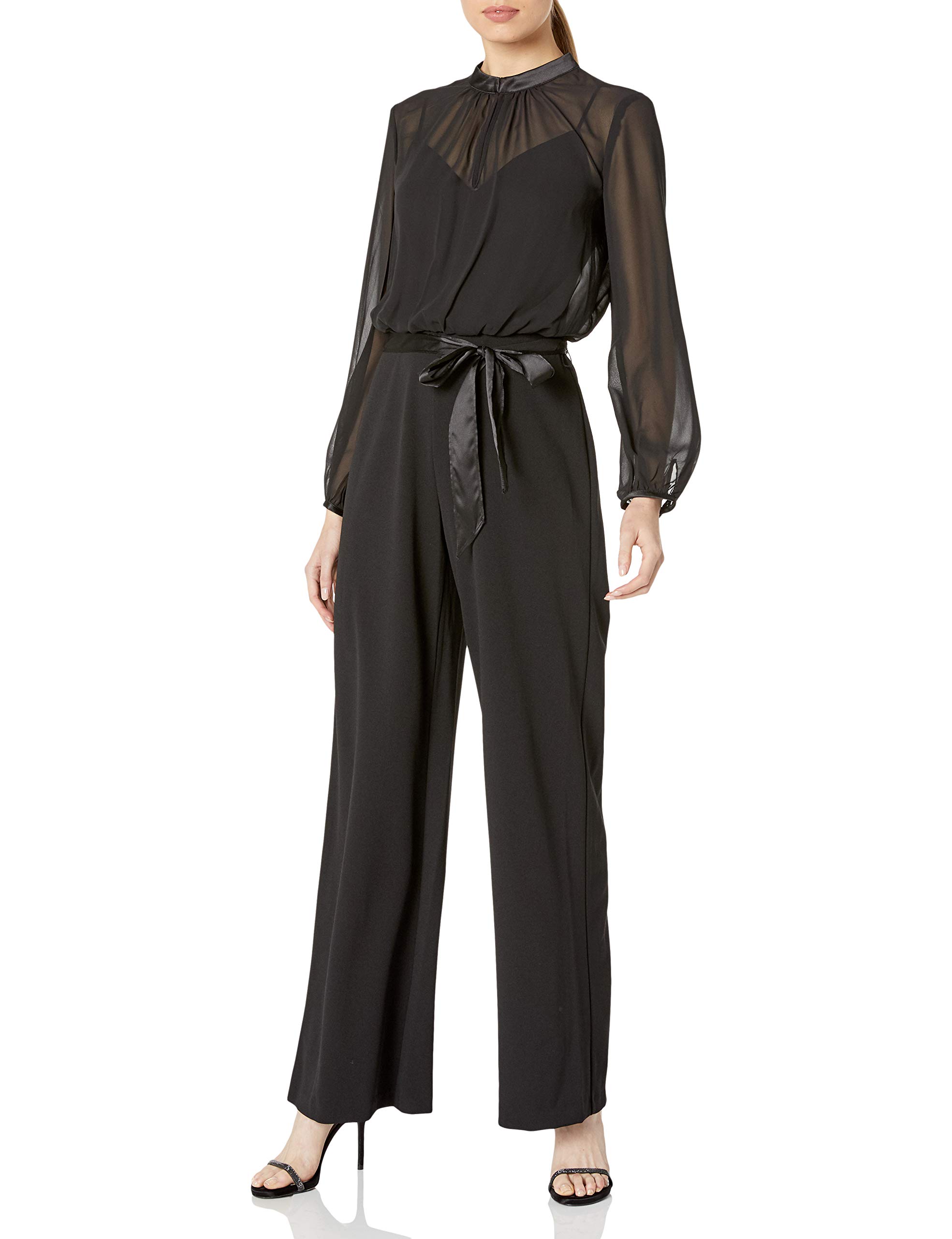 Adrianna Papellwomens Knit Crepe Chiffon Jumpsuit