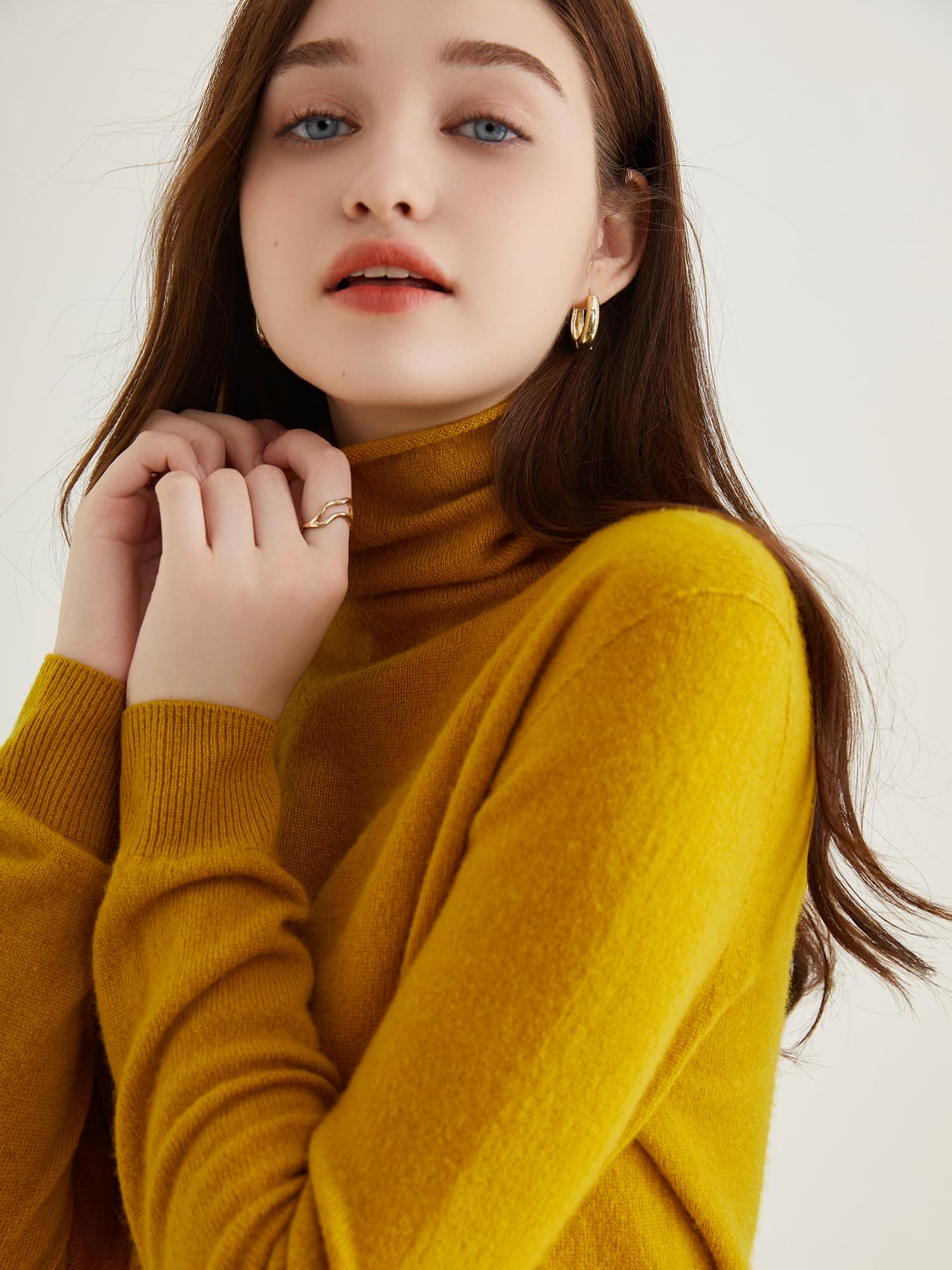 Chanyarn Damen Rollkragenpullover 100% Merinowolle Herbst Winter Basic warm weich langärmelig Nahtloser Strickpullover