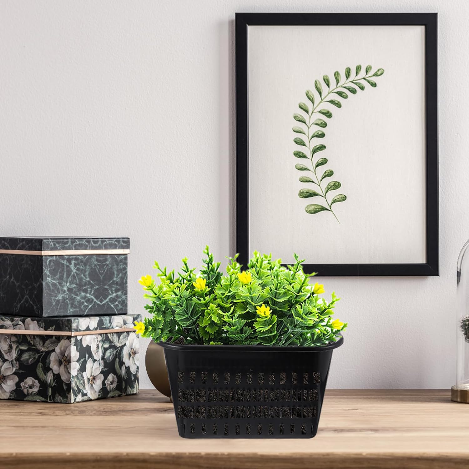 Cabilock 5-Pack Octagon Orchid Pots 7.07 Inch Root Control Planters with Drainage Holes Thick Breathable Plastic for Indoor Outdoor Gardening