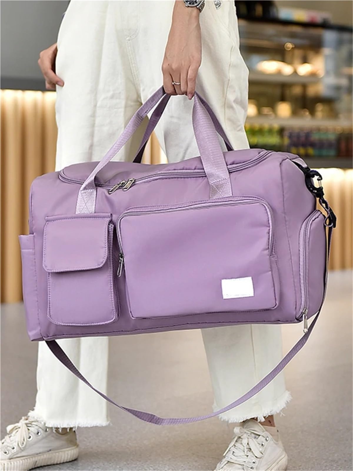 borsone palestra uomo Borsa da viaggio | Borsone da viaggio notturno di grande capacità con scomparto for scarpe Borse sportive da fitness for donna(Blue)