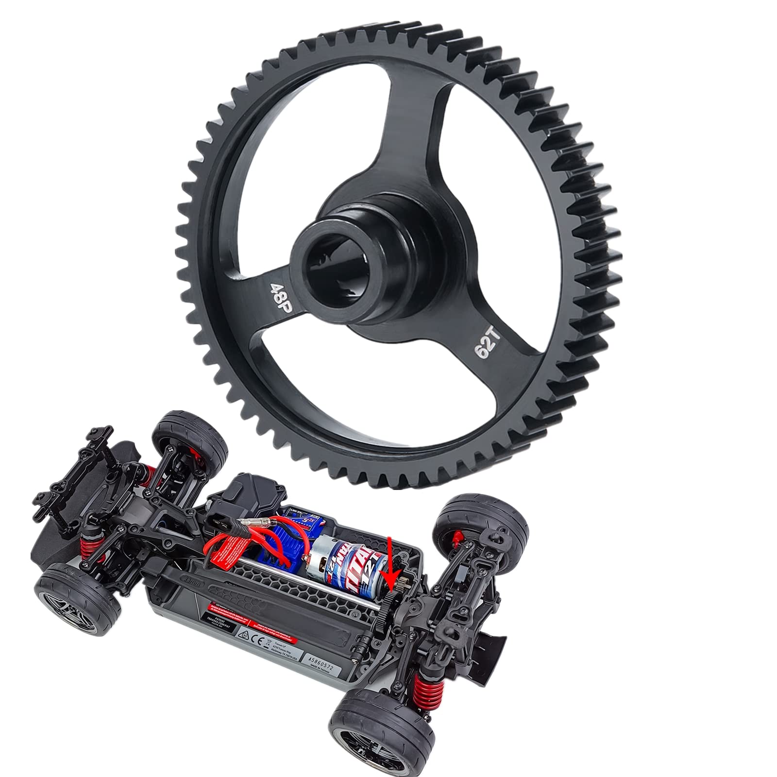 BRKRC Steel Spur Gear 55T/62T 48P Gears for 1/10 Ford Bronco 4-Tec 2.0 Upgrade Parts (62T)