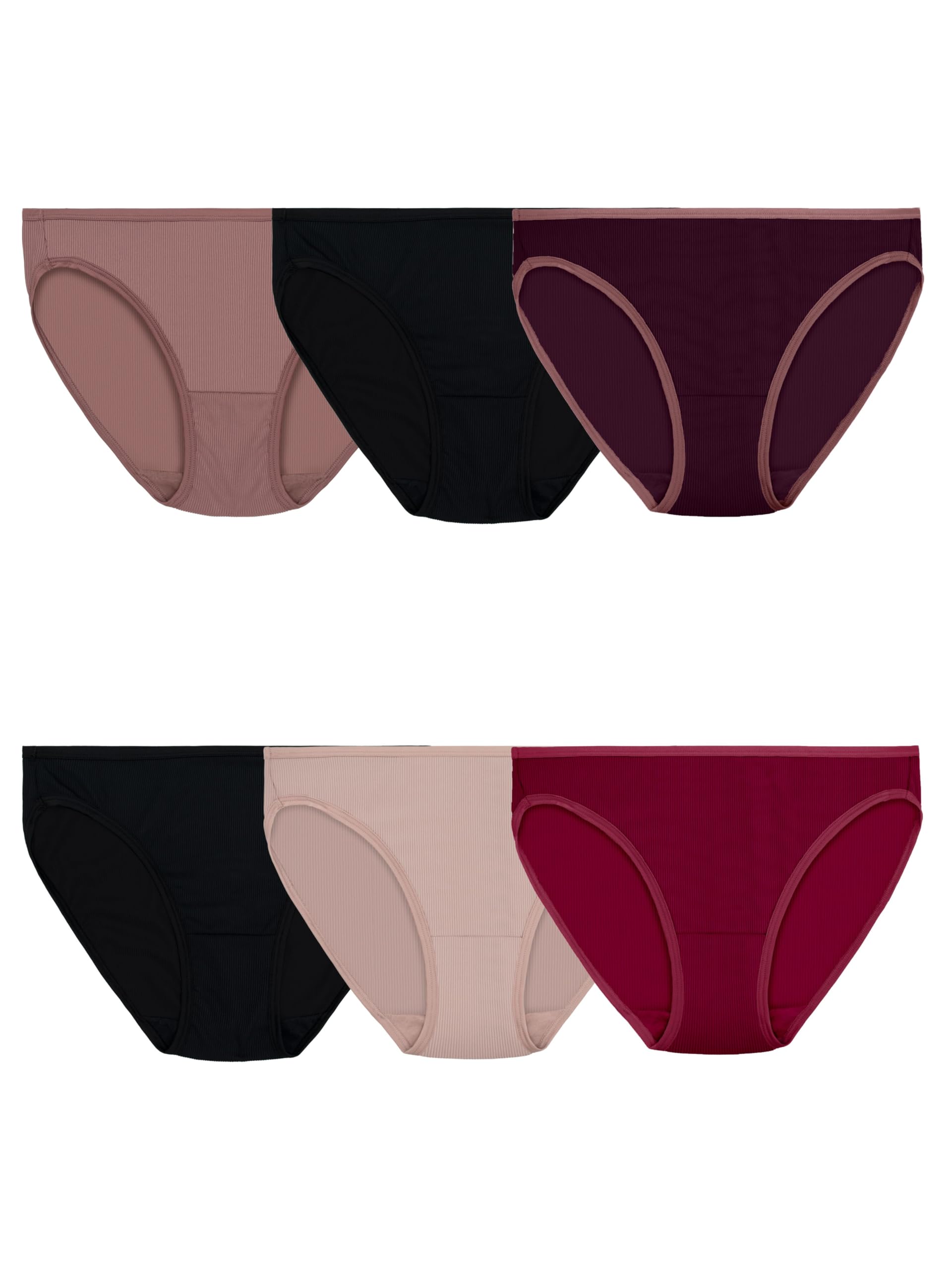 fruit of the loom Women's 6 Pack Microfiber Hi-Cut Panties (Colors and Prints May Vary)-picture-27