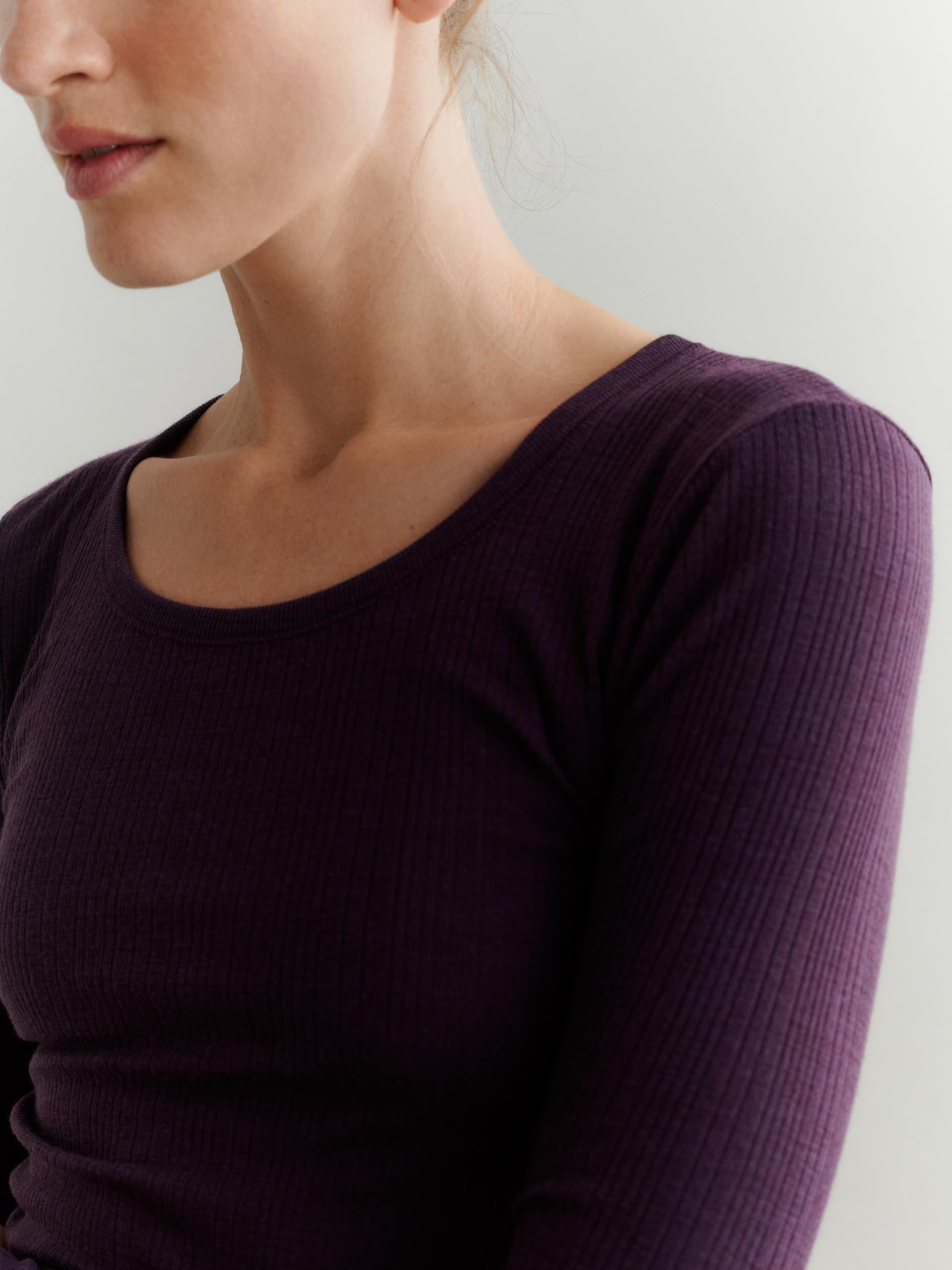DILLING Damen Merinowolle Langarmshirt Multi Rib Baselayer temperaturregulierend atmungsaktiv