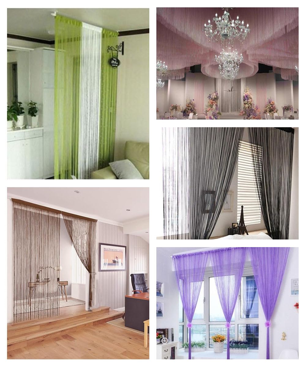 Türvorhang mit Fransen 3 * 3M Fadenvorhang Fransenvorhang Raumteiler Schnurvorhang Seilvorhang Streifenvorhang Insektenschutz Fadengardine für Hochzeit Party Windows Terrasse Hintergrund Deko