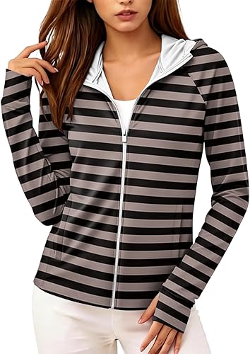 SPF Shirts for Women Long Sleeve Sun 50+ UPF Uv Protection Shirt Zip Up Hoodies 