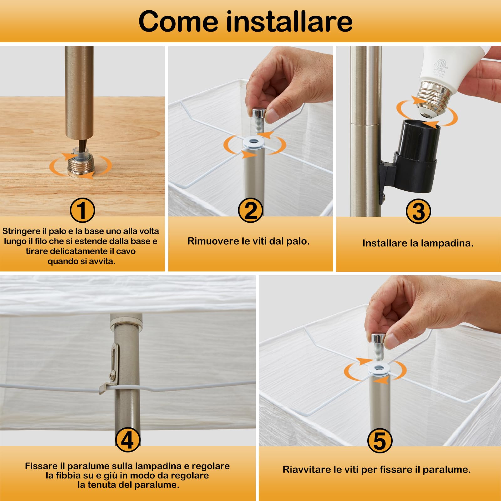 GyroVu Lampada da Terra 65" per Soggiorno, Lampada da Terra LED a Colonna, Angolare per Camera da Letto, Ufficio e Soggiorno (Lampadine Incluse)