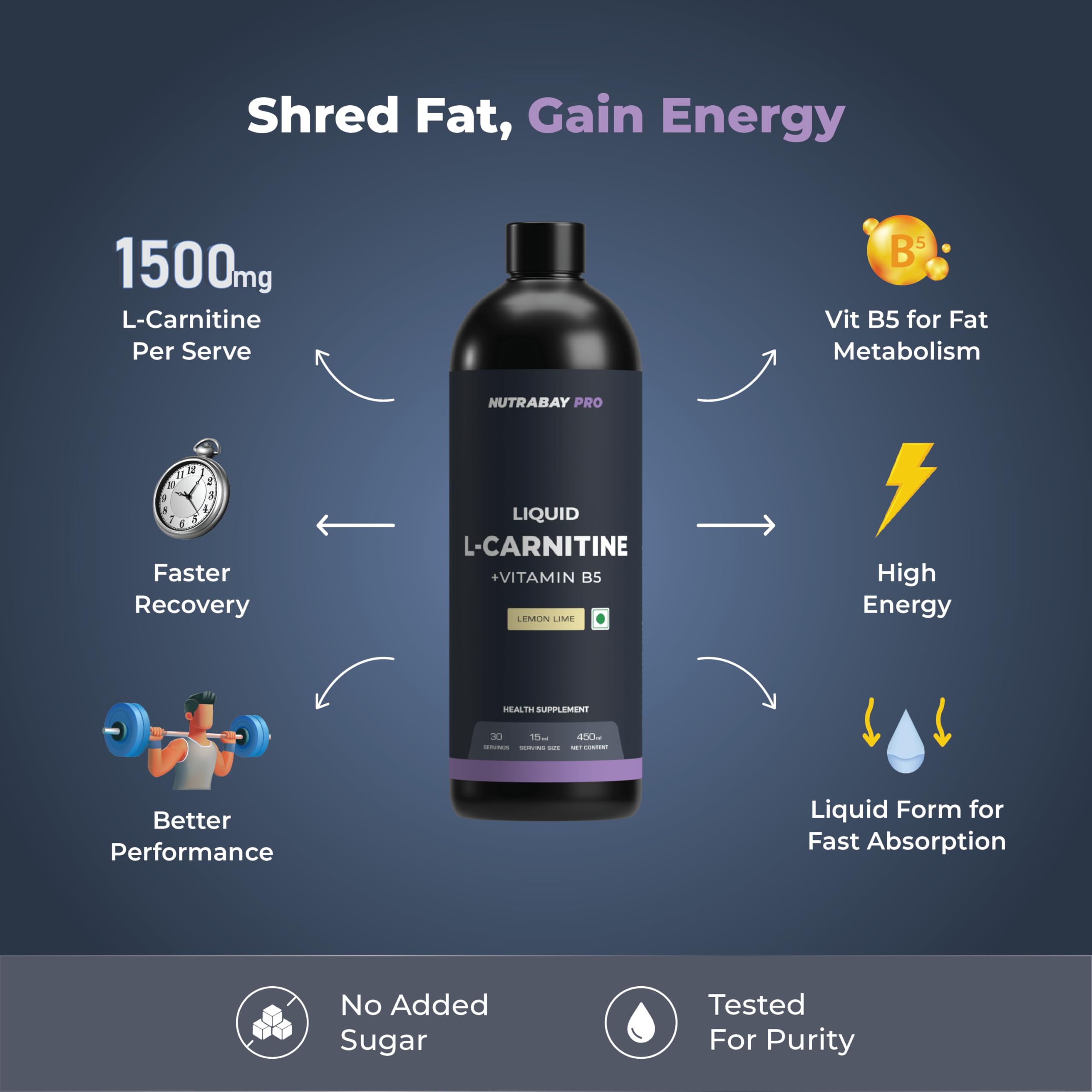 Nutrabay Pro Liquid L-Carnitine With Vitamin B5 - 1500 mg L-CARNITINE, Sugar Free, Helps Convert Fat into Energy, Performance & Recovery, Pre & Post ... Nutrabay Pro Liquid L-Carnitine With Vitamin B5 - 1500 mg L-CARNITINE, Sugar Free, Helps Convert Fat into Energy, Performance & Recovery, Pre & Post ...