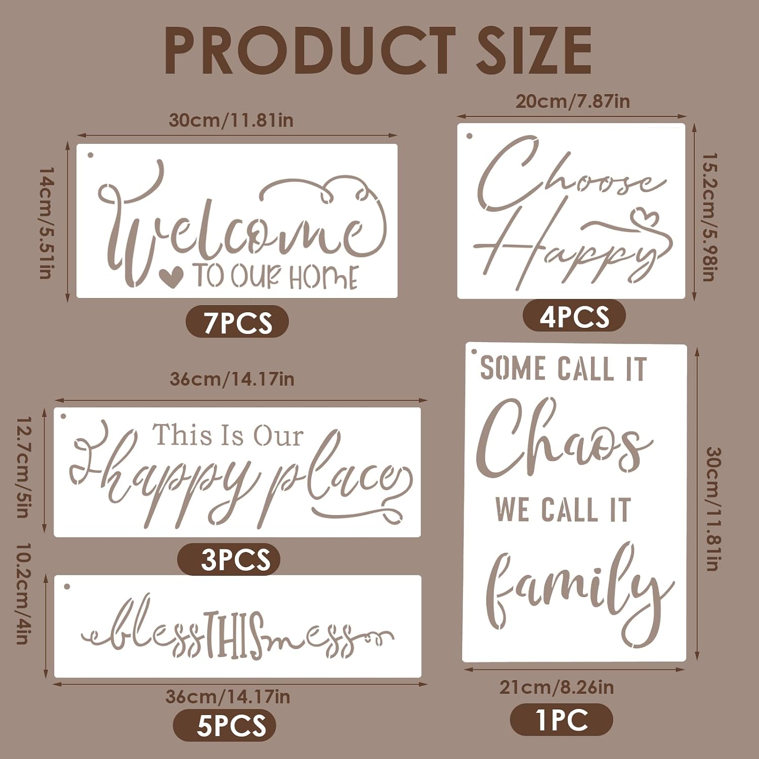 Inspirational Word Stencils for Painting on Wood Fabric – 20PCS Reusable Farmhouse Sign Lettering Templates for DIY Crafts, Wall Art Home Decor image 2