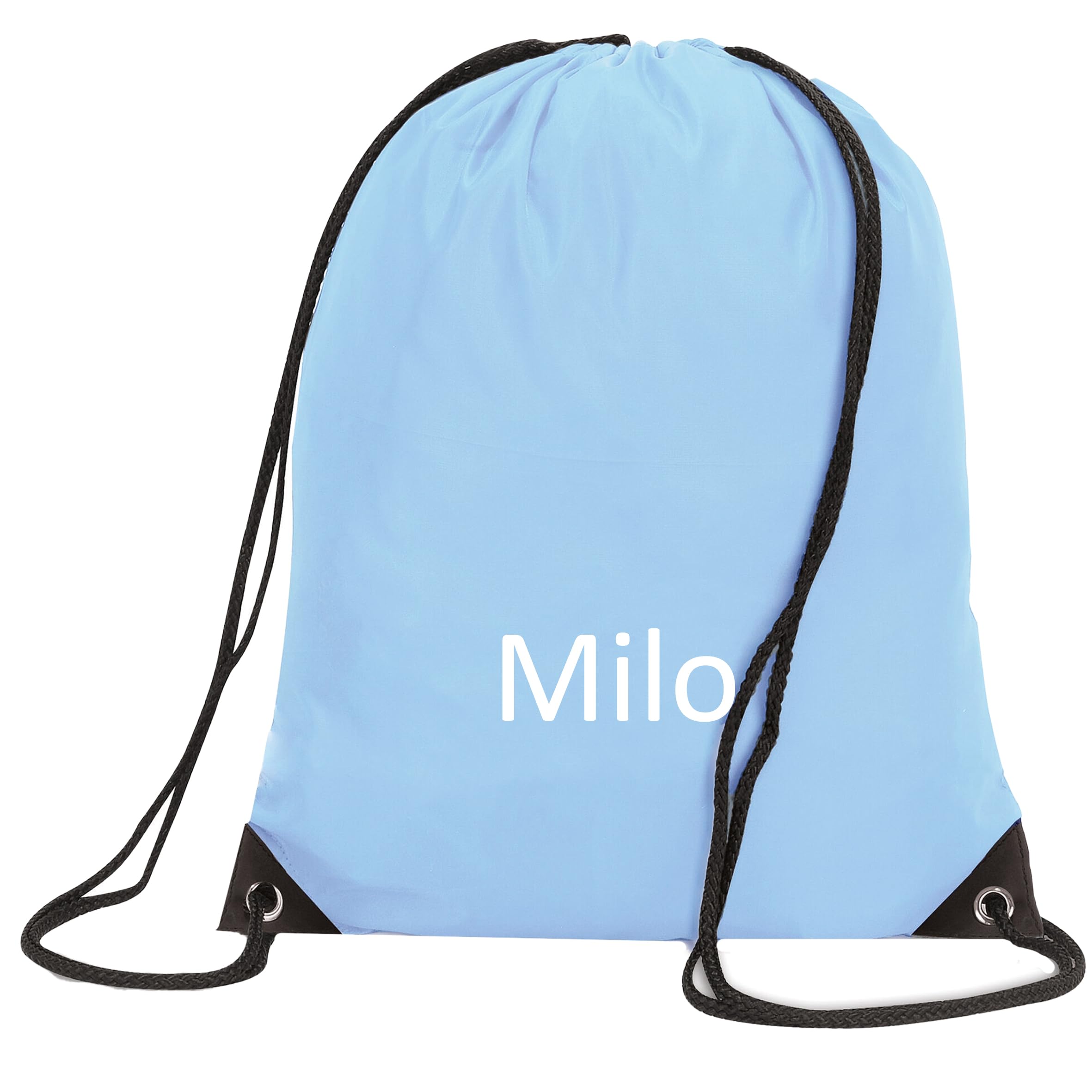 JJLC Personalised School Sports Gym PE Drawstring Bag Embroidered Name (Sky Blue)