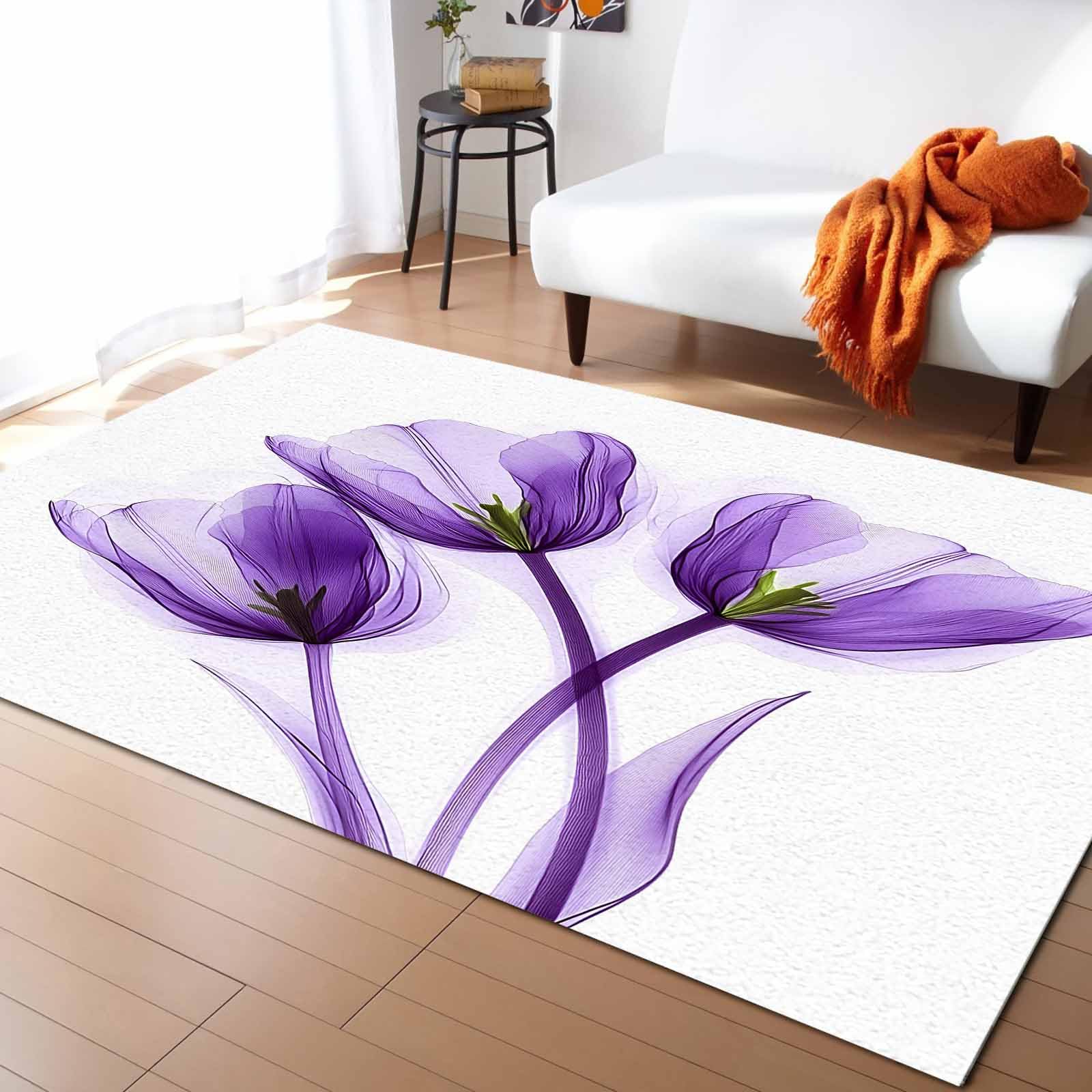 Amazon.com: Luxury Purple Tulip Large Area Rug 2.7' x 5' Washable