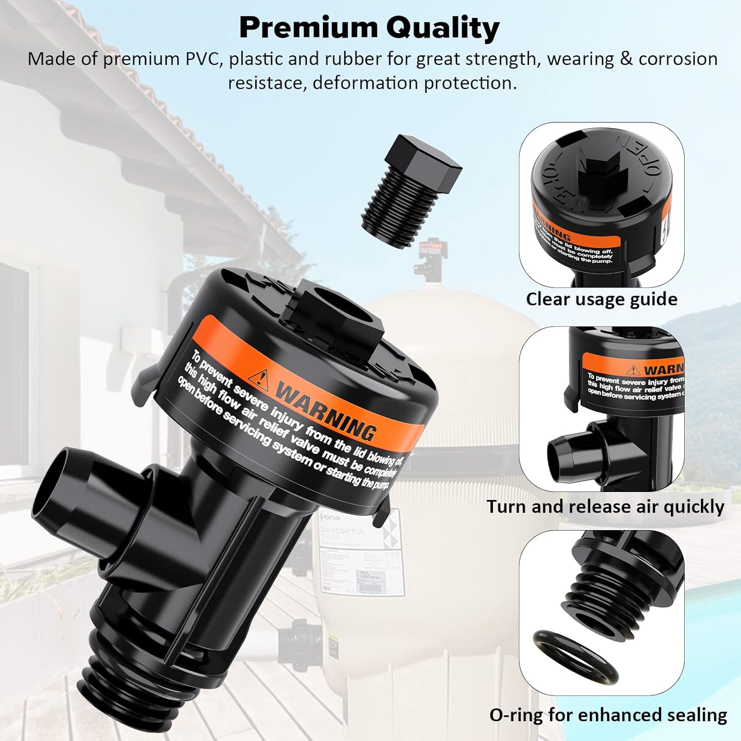 98209803 High Flow Manual Air Relief Valve Replacement for Pentair Pool and Spa Filters, Pool Filter Air Relief Valve, Air Relief Valve for Pool Filter, Includes Relief Valve, Gauge Plug, O-rings. : Patio, Lawn & Garden